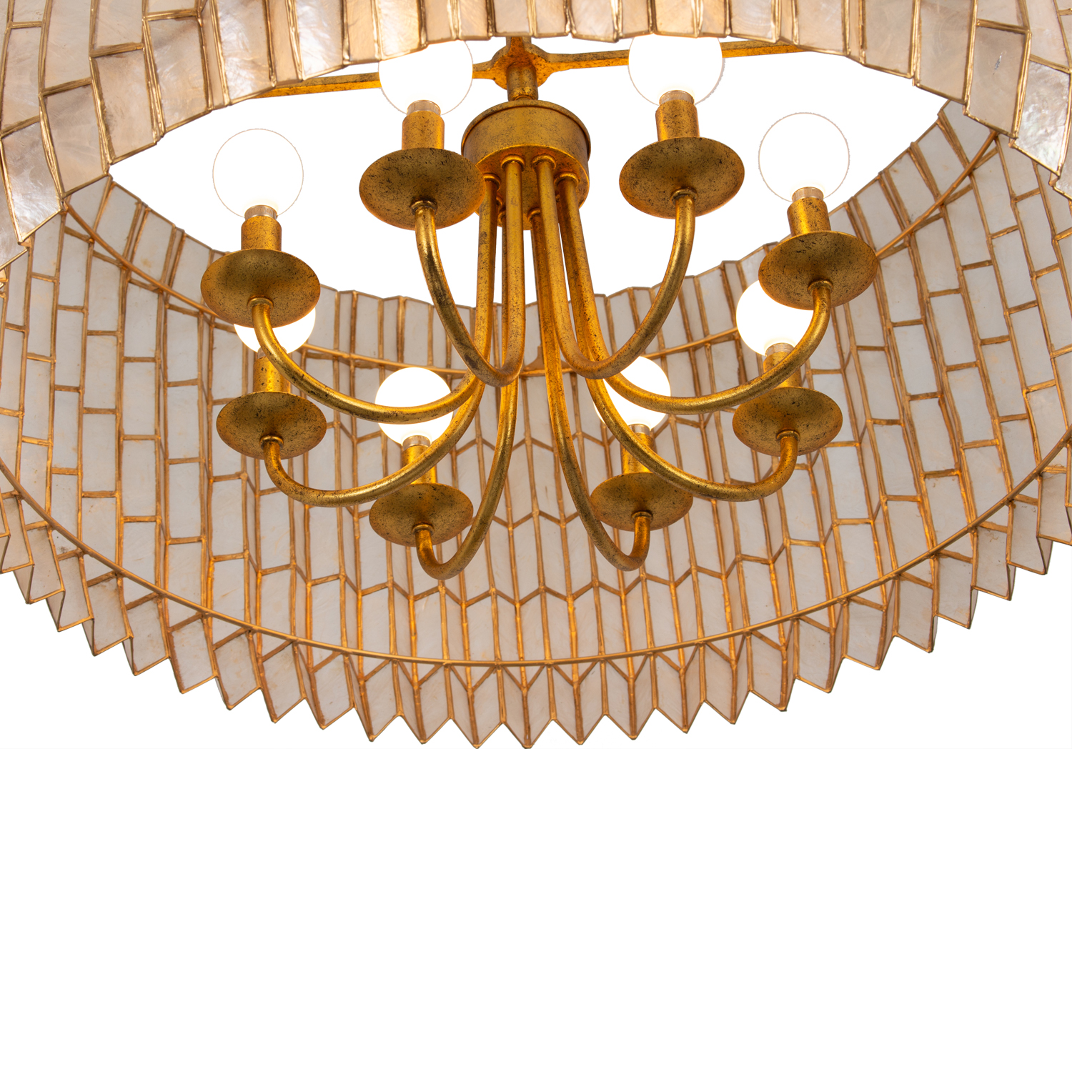 Fractal 28-in 8 Light (40-watt) Oxidized Gold Leaf Chandelier - Image 10