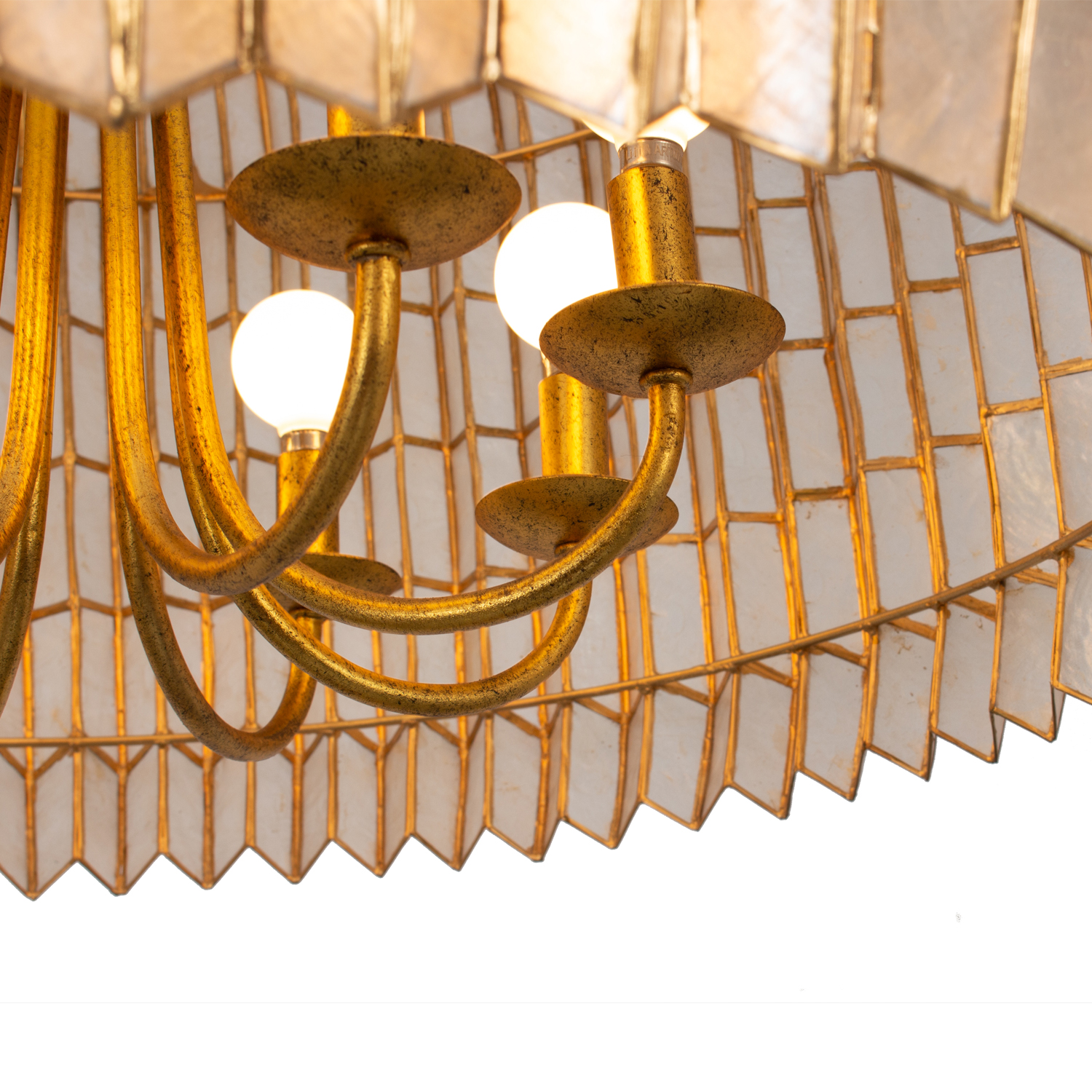 Fractal 28-in 8 Light (40-watt) Oxidized Gold Leaf Chandelier - Image 12