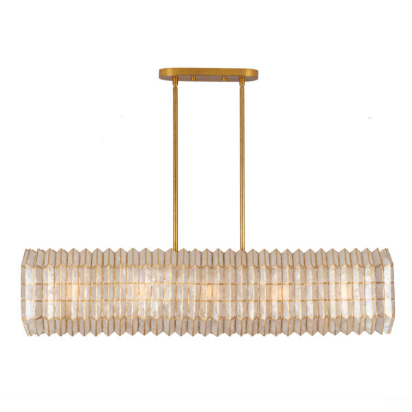 Fractal 52-in 10 Light (40-watt) Oxidized Gold Leaf Linear Pendant