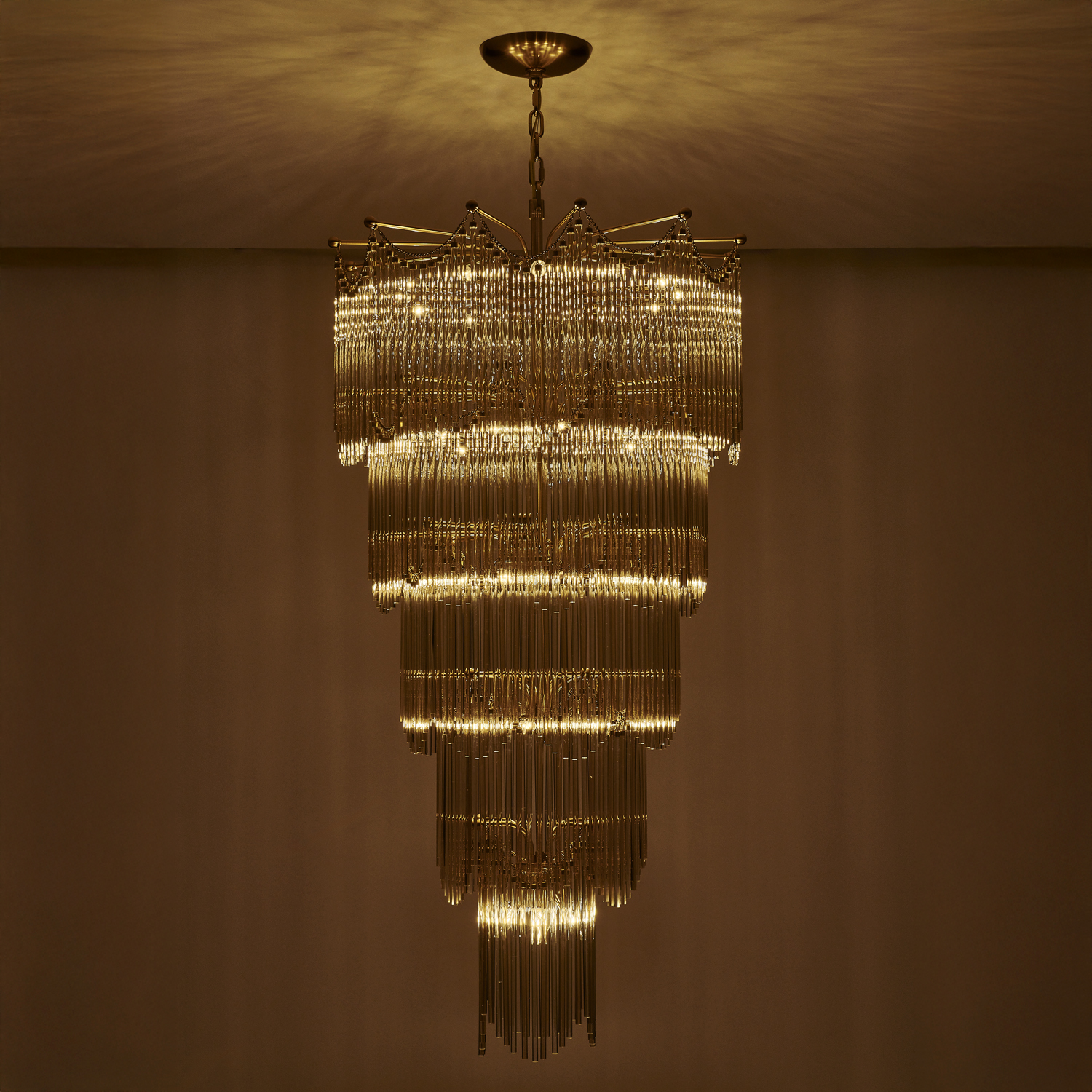 Adorn 35.75-in 40 Light (40-watt) Vintage Brass Chandelier - Image 3