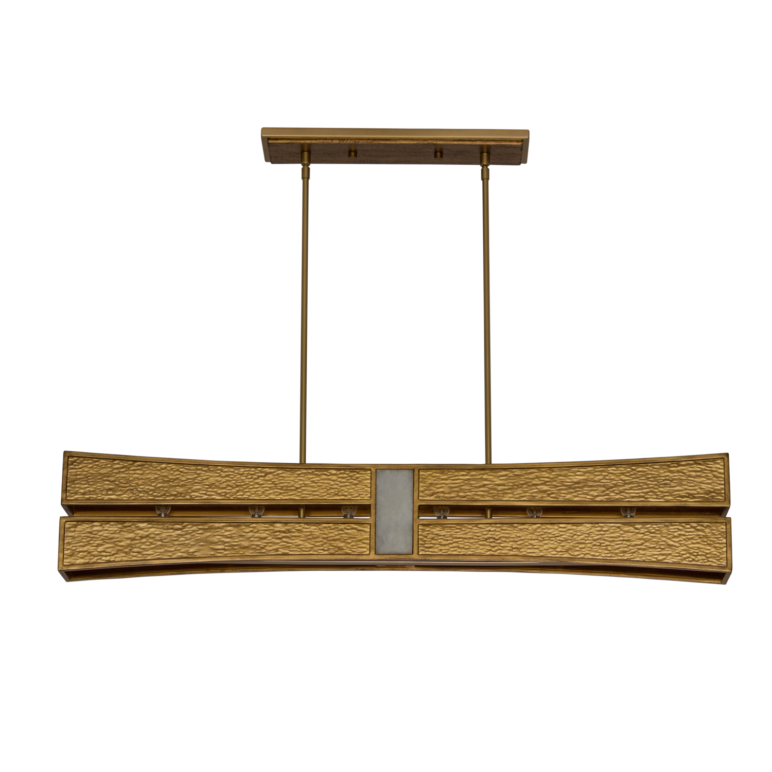 Dos 48-in 6 Light (40-watt) Rustic Gold and Brushed Gold Linear Pendant - Image 2