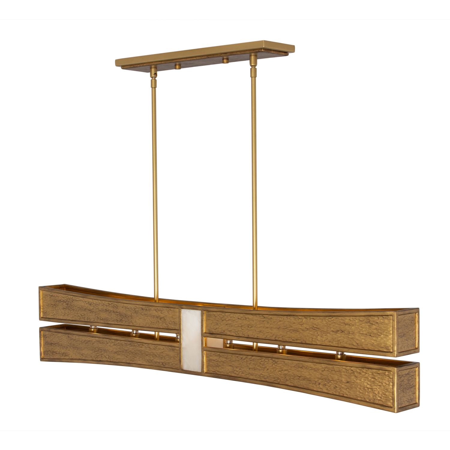 Dos 48-in 6 Light (40-watt) Rustic Gold and Brushed Gold Linear Pendant - Image 5
