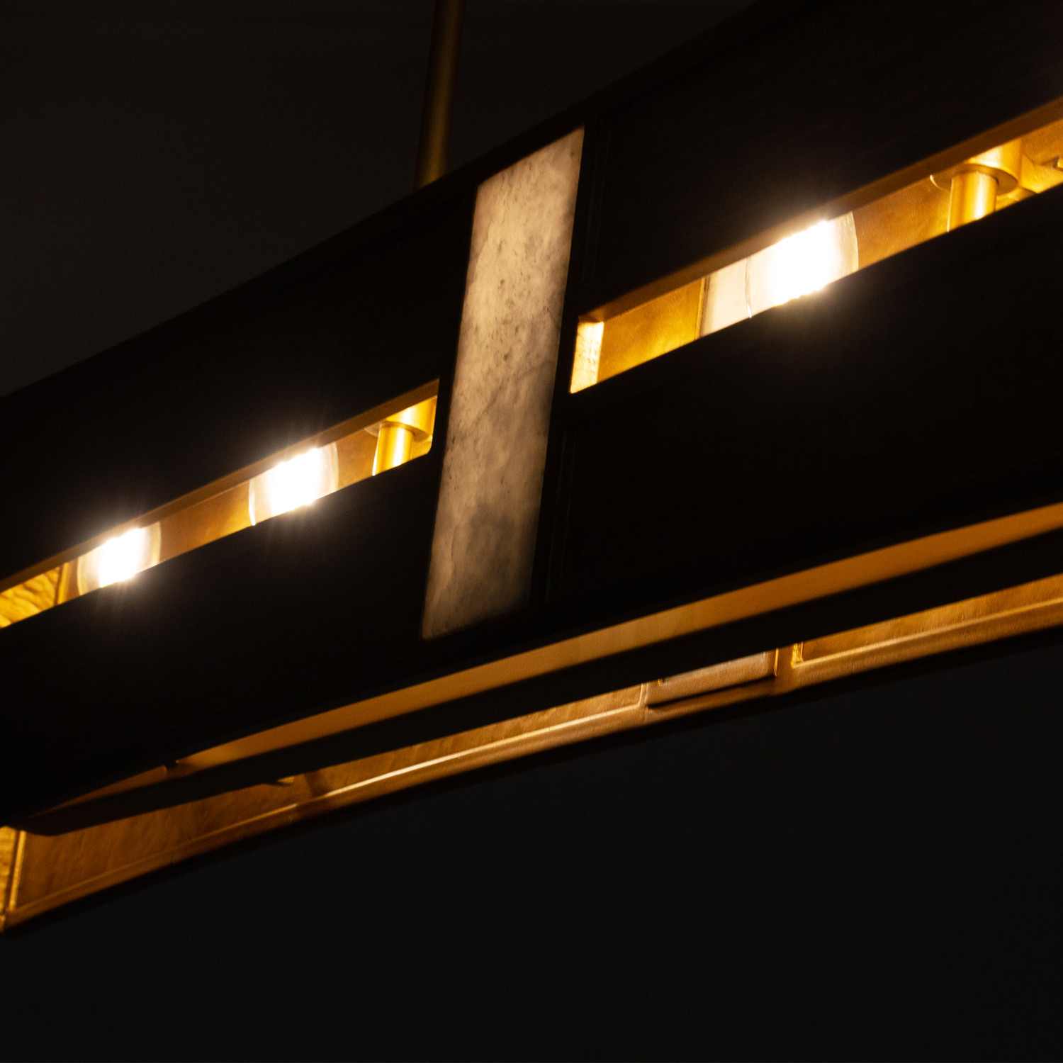 Dos 48-in 6 Light (40-watt) Rustic Gold and Brushed Gold Linear Pendant - Image 7