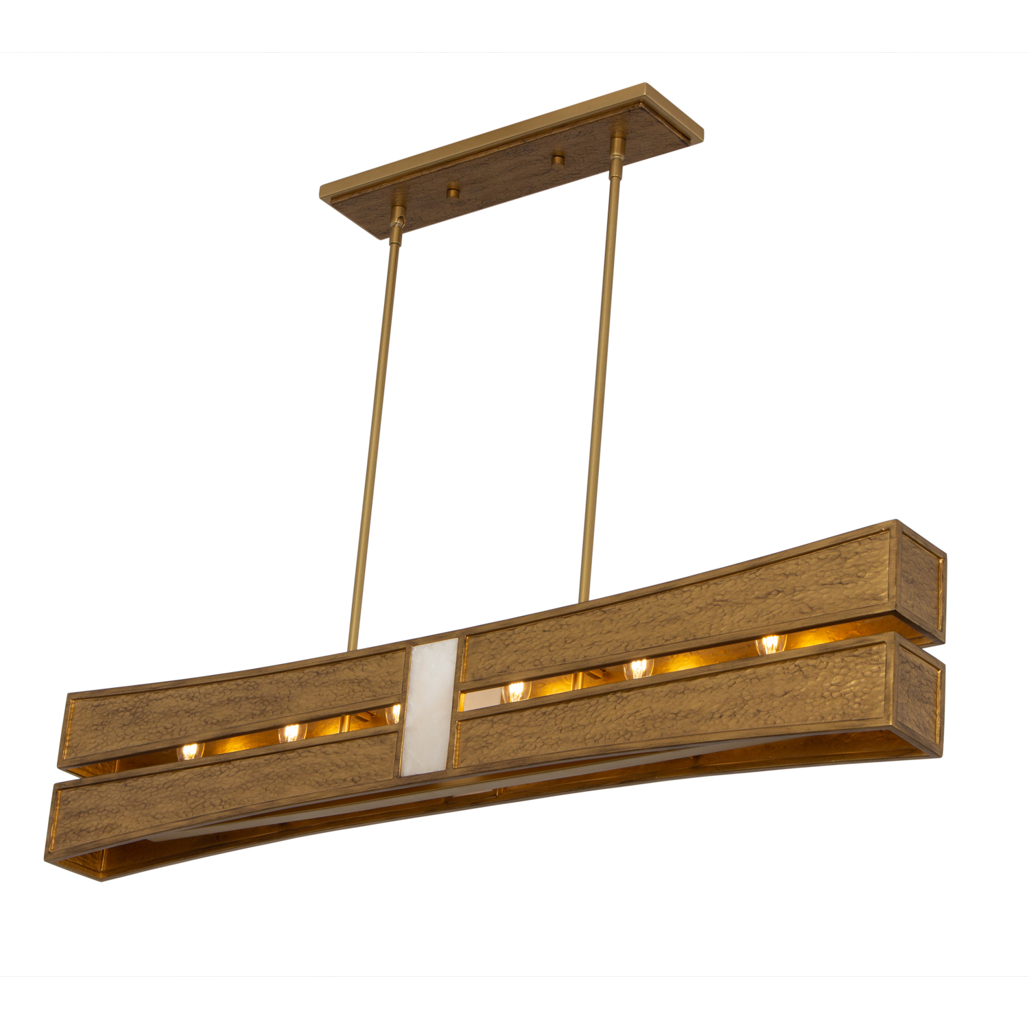 Dos 48-in 6 Light (40-watt) Rustic Gold and Brushed Gold Linear Pendant - Image 12