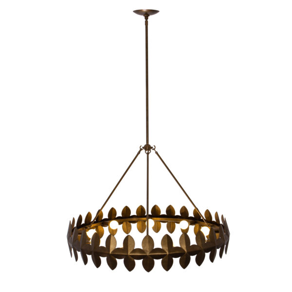 Vittoria 34-in 9 Light (40-watt) Pearlized Antique Brass Chandelier