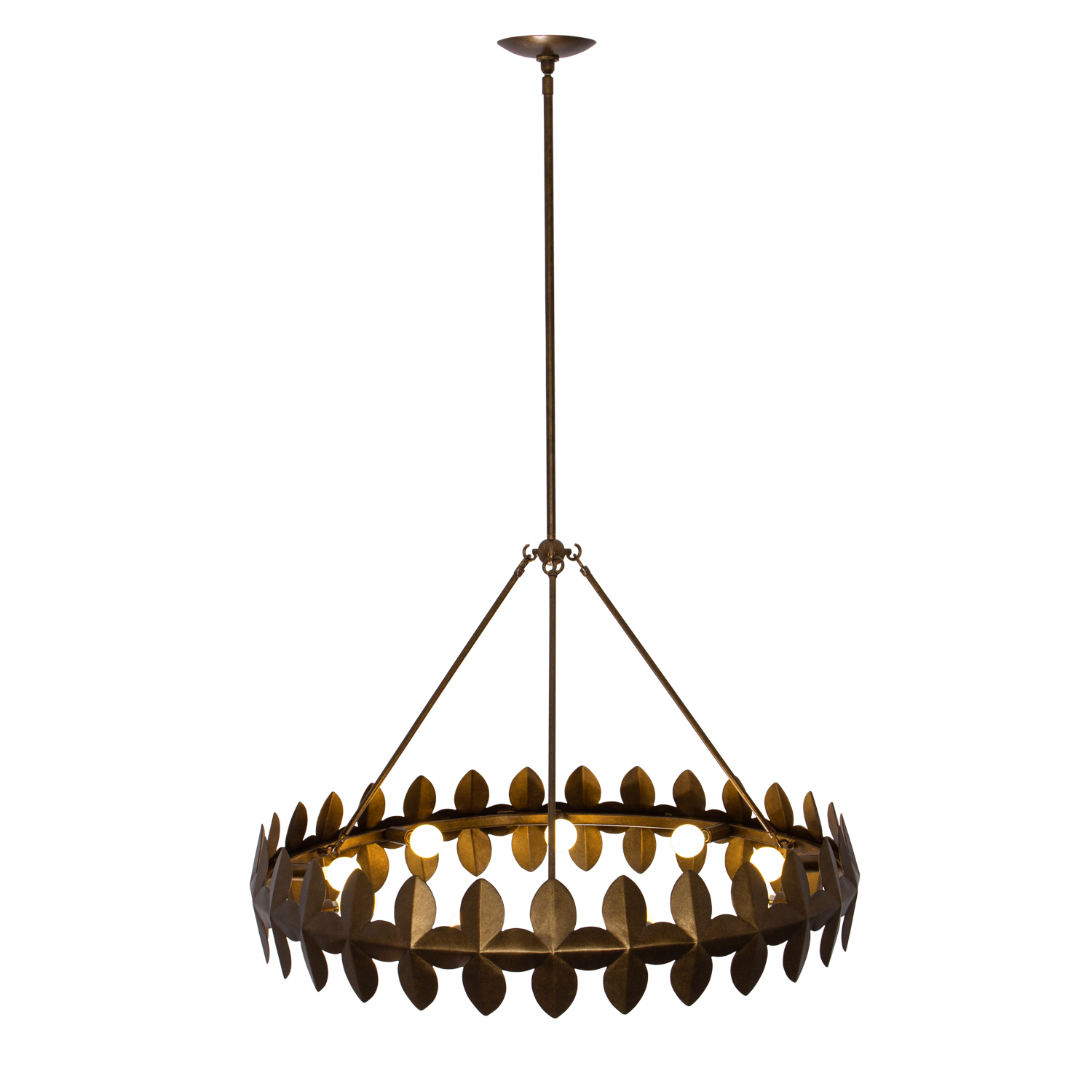 Vittoria 34-in 9 Light (40-watt) Pearlized Antique Brass Chandelier
