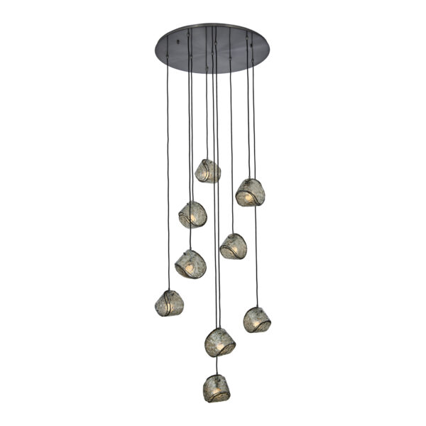 Pallina 32-in 9 Light (40-watt) Satin Black Nickel Chandelier
