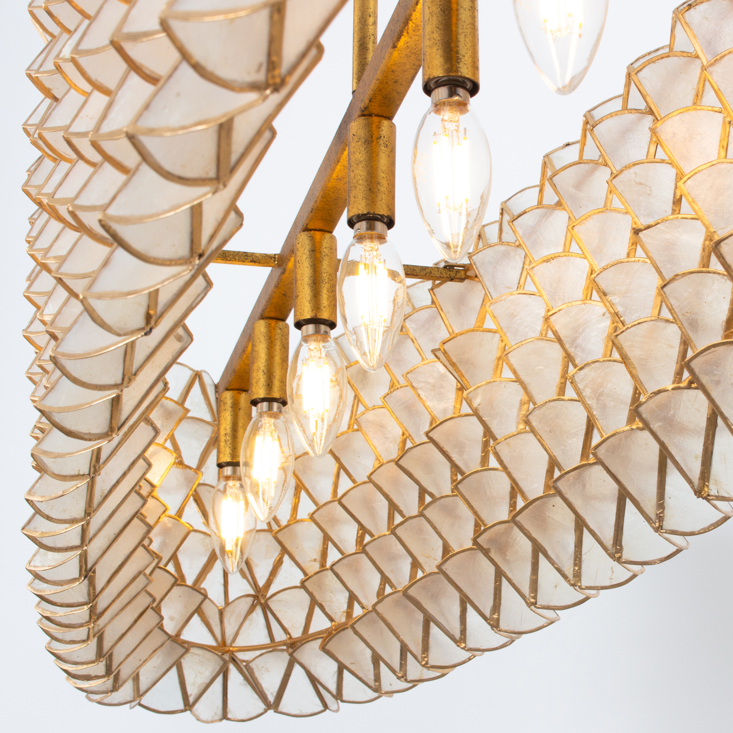 Flair 61-in 9 Light (40-watt) Oxidized Gold Leaf Linear Pendant - Image 11